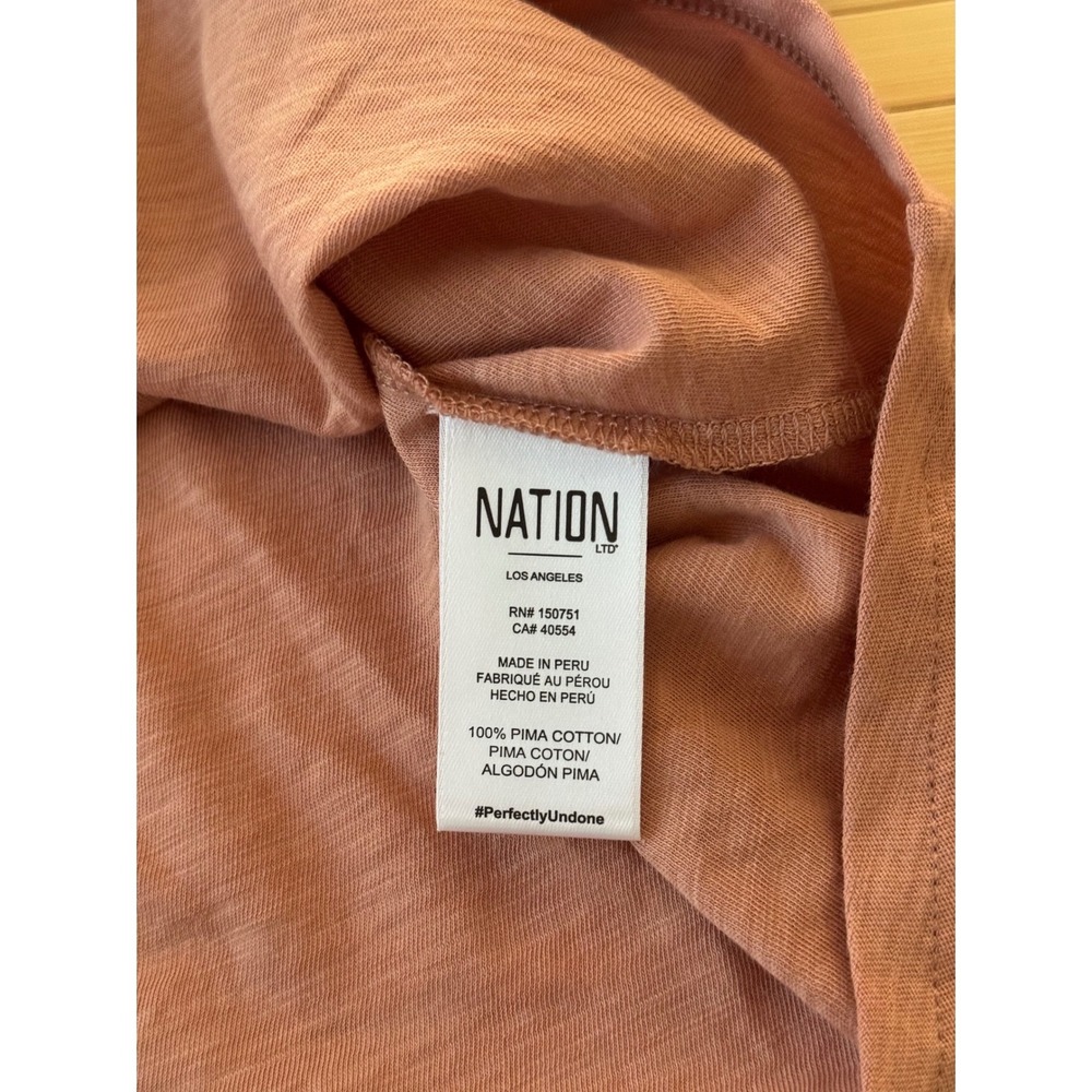 Nation LTD shalom Pima Cotton Puff Sleeve Bow Back Top Dusty Rose Medium NEW - Picture 6 of 7